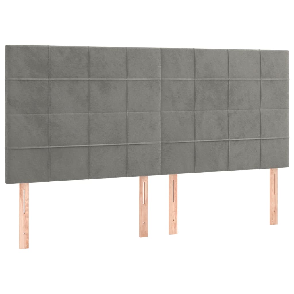 vidaXL Κρεβάτι Boxspring με Στρώμα Ανοιχτό Γκρι 180x200 εκ. Βελούδινο