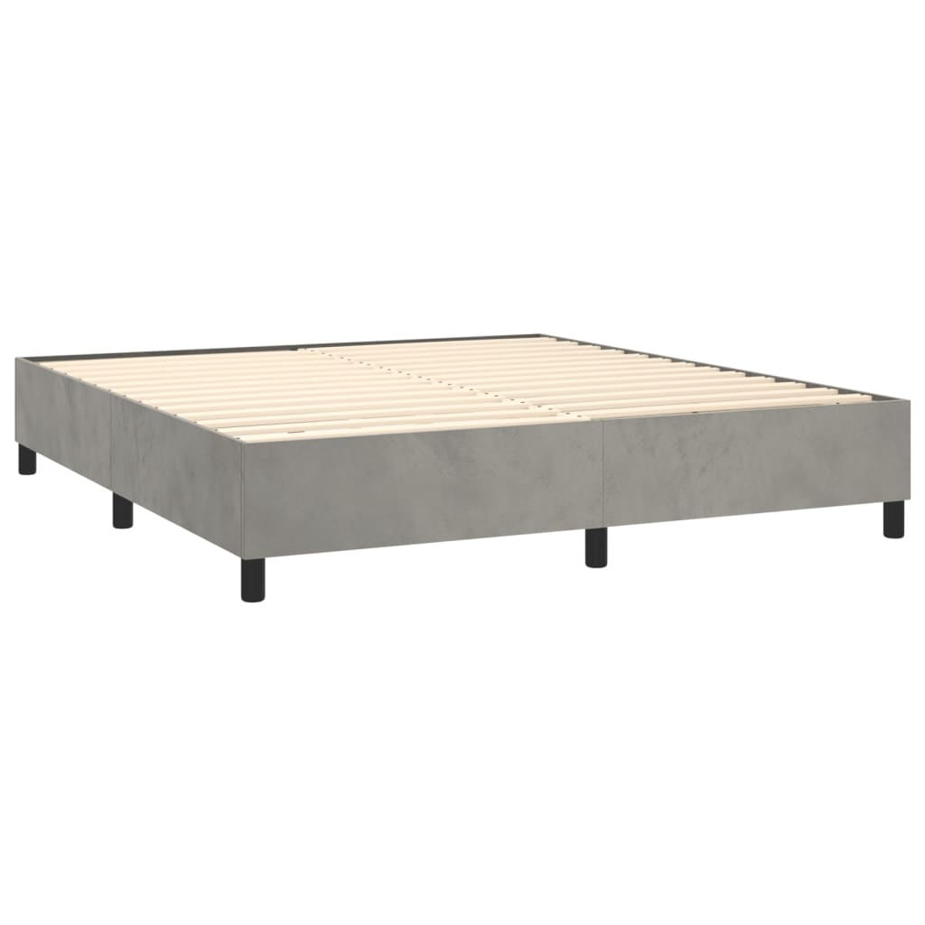 vidaXL Κρεβάτι Boxspring με Στρώμα Ανοιχτό Γκρι 200x200 εκ. Βελούδινο