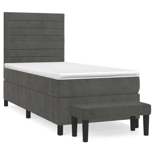vidaXL Κρεβάτι Boxspring με Στρώμα Σκούρο Γκρι 80x200 εκ. Βελούδινο
