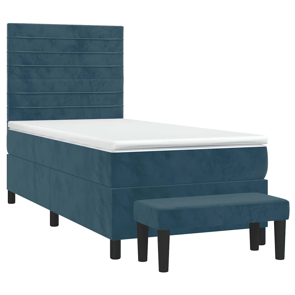 vidaXL Κρεβάτι Boxspring με Στρώμα Σκούρο Μπλε 80 x 200 εκ. Βελούδινο