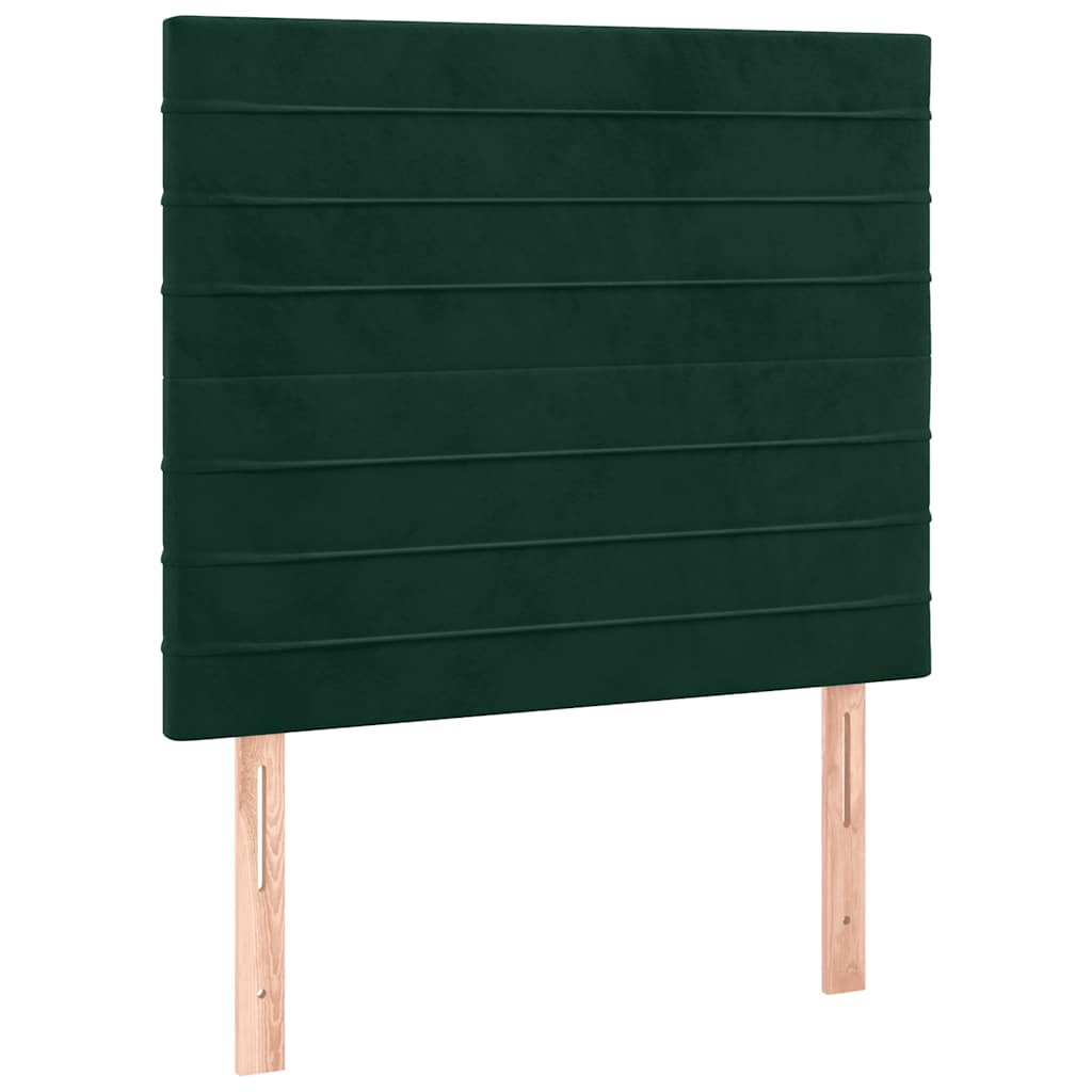 vidaXL Κρεβάτι Boxspring με Στρώμα Σκούρο Πράσινο 100x200εκ. Βελούδινο