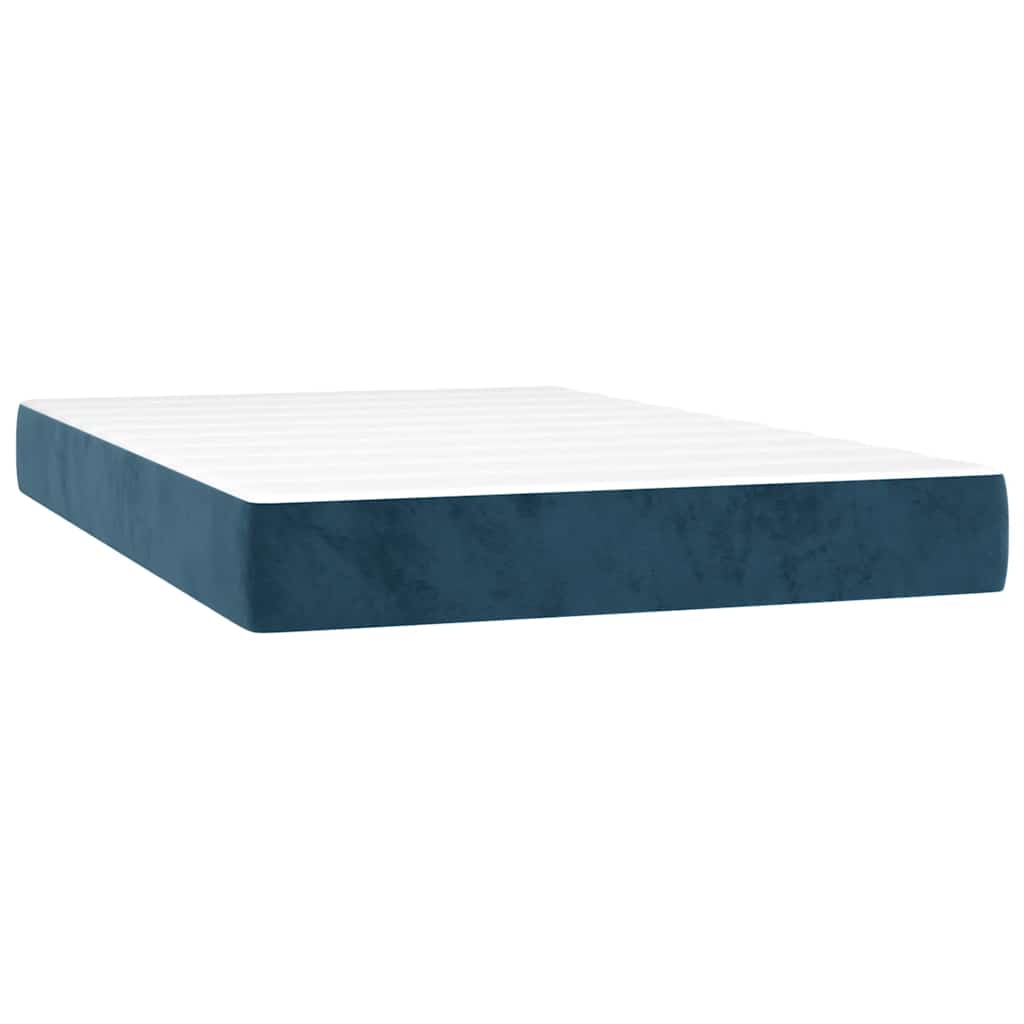vidaXL Κρεβάτι Boxspring με Στρώμα Σκούρο Μπλε 120x200 εκ. Βελούδινο