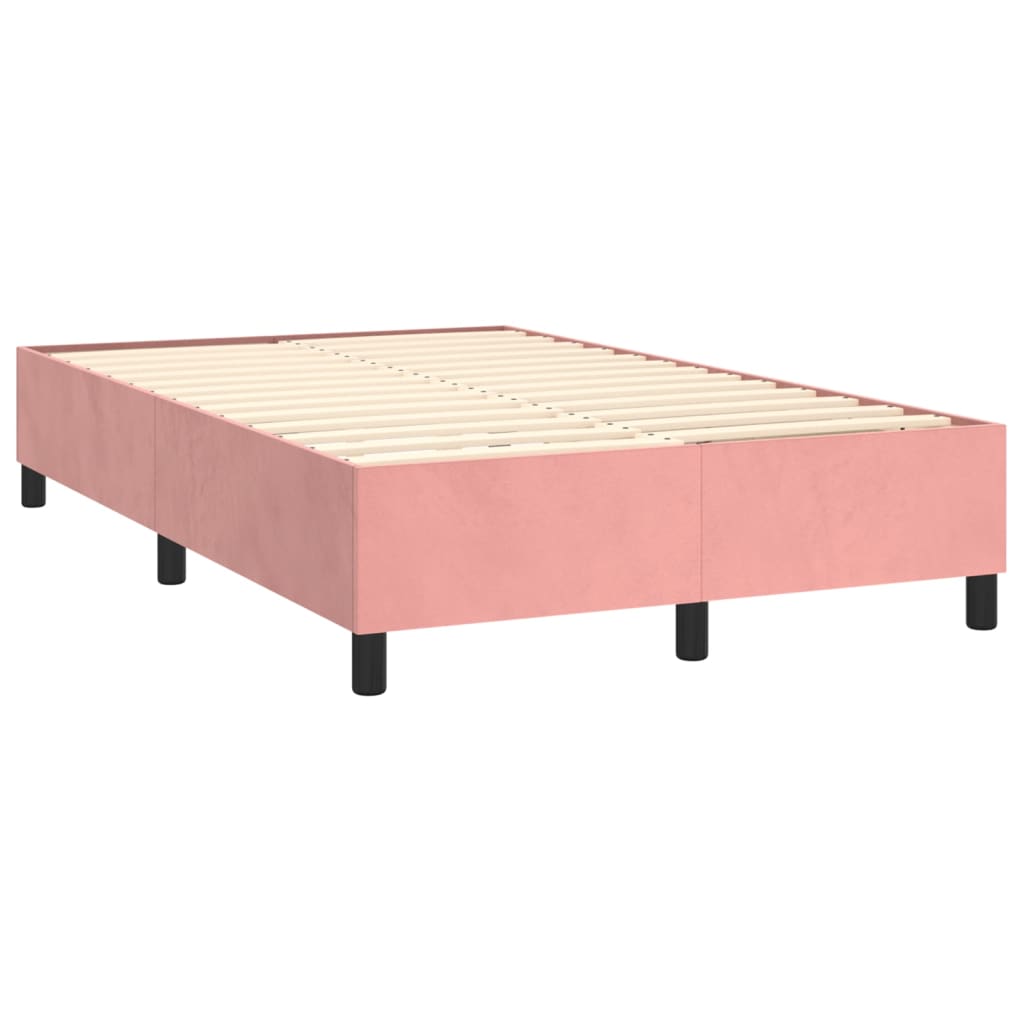 vidaXL Κρεβάτι Boxspring με Στρώμα Ροζ 120x200 εκ. Βελούδινο