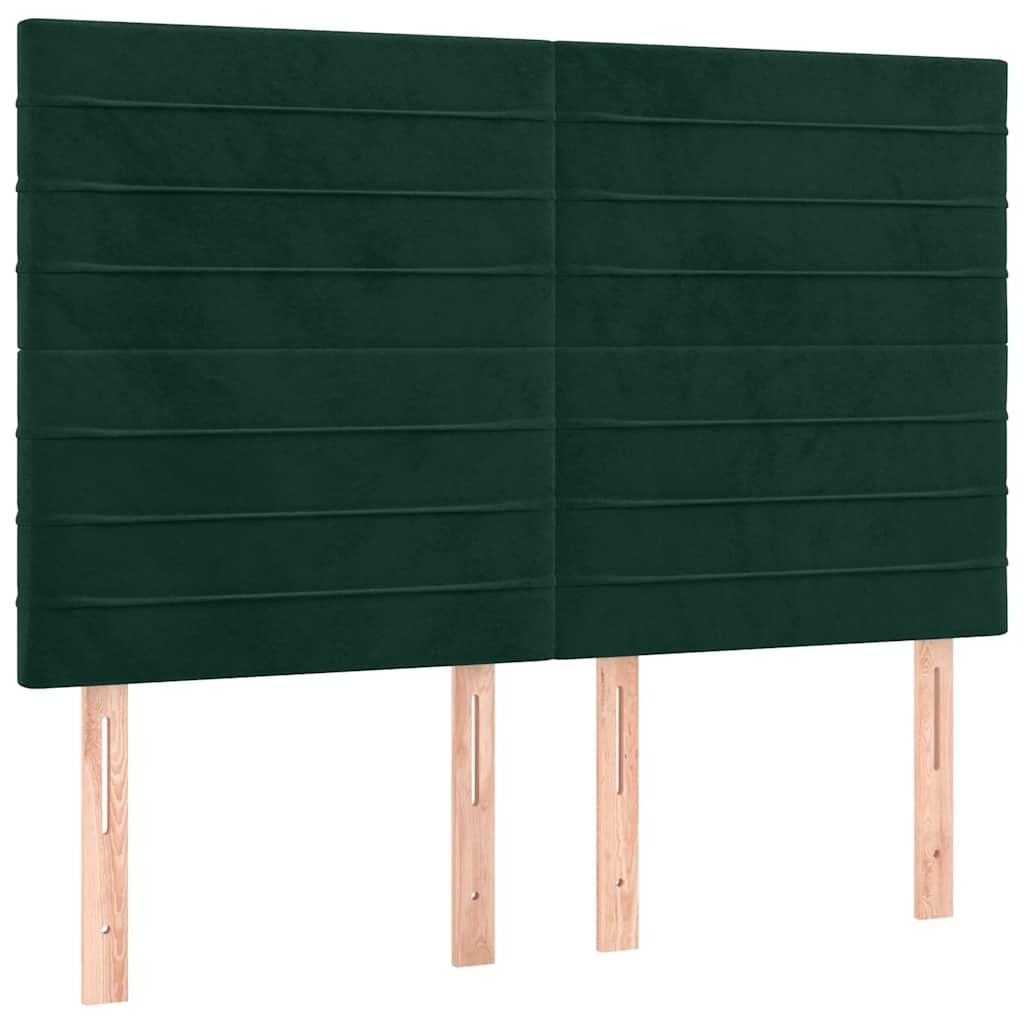 vidaXL Κρεβάτι Boxspring με Στρώμα Σκούρο Πράσινο 140x200εκ. Βελούδινο