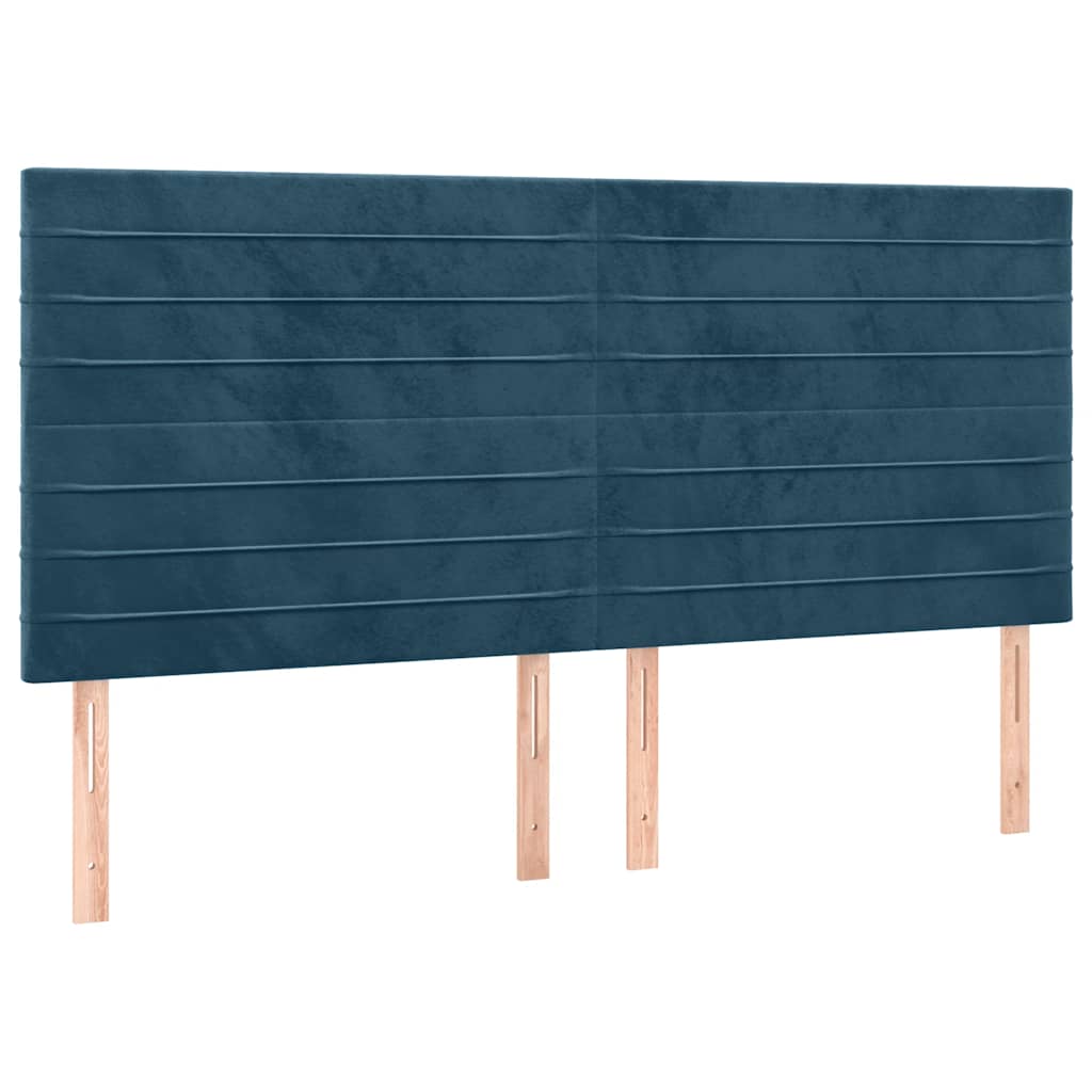vidaXL Κρεβάτι Boxspring με Στρώμα Σκούρο Μπλε 160x200 εκ. Βελούδινο