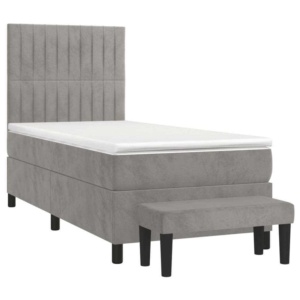 vidaXL Κρεβάτι Boxspring με Στρώμα Ανοιχτό Γκρι 80x200 εκ. Βελούδινο