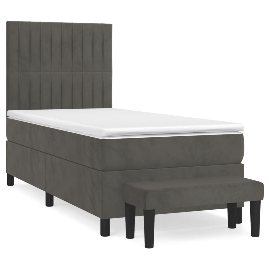 vidaXL Κρεβάτι Boxspring με Στρώμα Σκούρο Γκρι 80x200 εκ. Βελούδινο