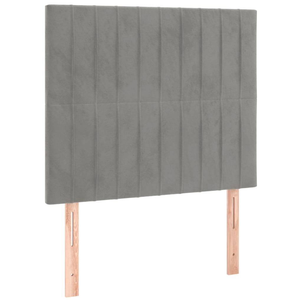 vidaXL Κρεβάτι Boxspring με Στρώμα Ανοιχτό Γκρι 90x200 εκ. Βελούδινο