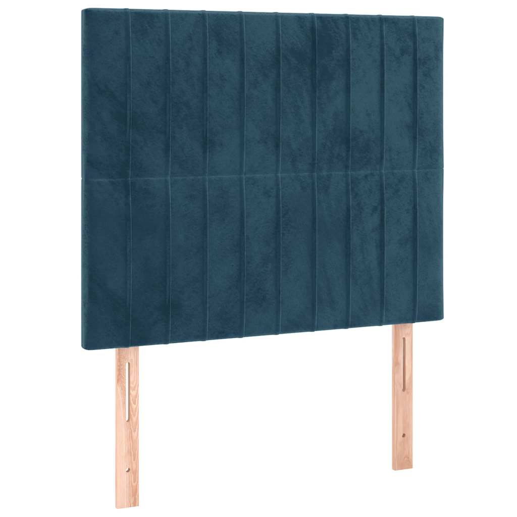 vidaXL Κρεβάτι Boxspring με Στρώμα Σκούρο Μπλε 90x200 εκ. Βελούδινο