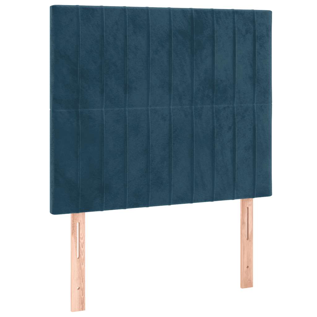 vidaXL Κρεβάτι Boxspring με Στρώμα Σκούρο Μπλε 100x200 εκ. Βελούδινο