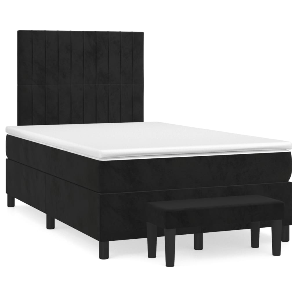 vidaXL Κρεβάτι Boxspring με Στρώμα Μαύρο 120 x 200 εκ. Βελούδινο