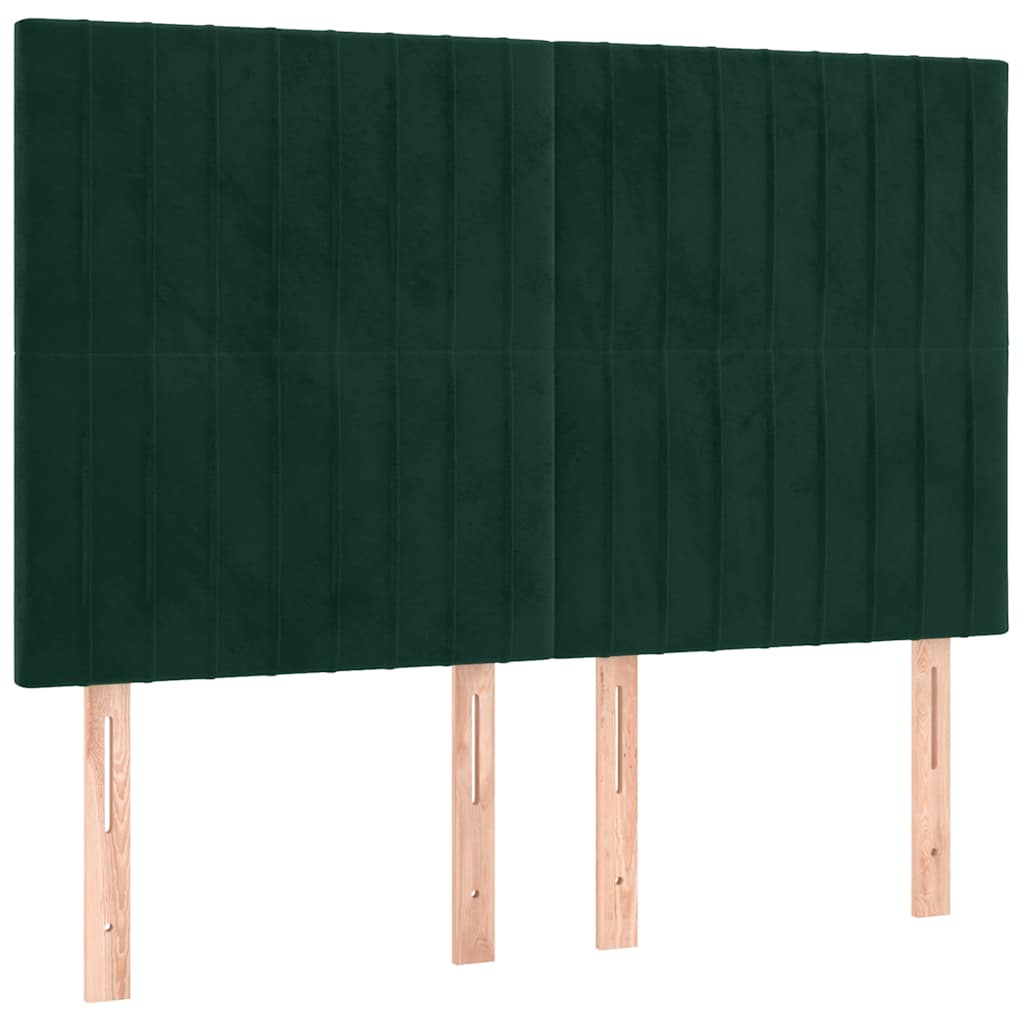 vidaXL Κρεβάτι Boxspring με Στρώμα Σκούρο Πράσινο 140x190εκ. Βελούδινο