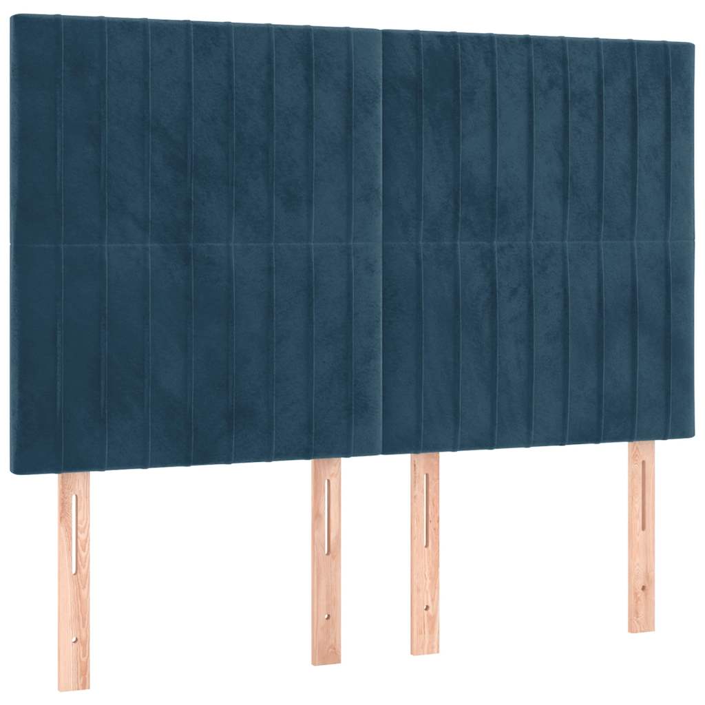 vidaXL Κρεβάτι Boxspring με Στρώμα Σκούρο Μπλε 140x190 εκ. Βελούδινο