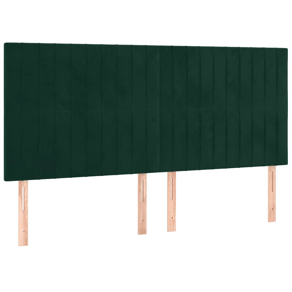 vidaXL Κρεβάτι Boxspring με Στρώμα Σκούρο Πράσινο 160x200εκ. Βελούδινο