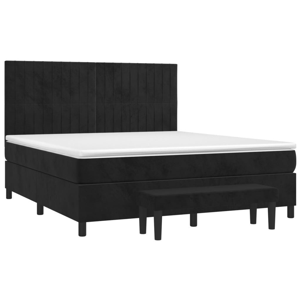 vidaXL Κρεβάτι Boxspring με Στρώμα Μαύρο 180x200 εκ. Βελούδινο