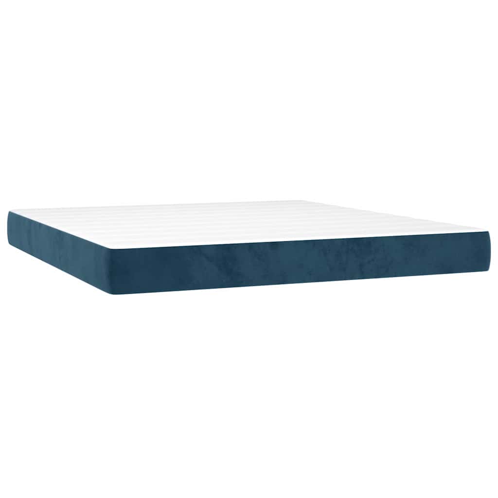 vidaXL Κρεβάτι Boxspring με Στρώμα Σκούρο Μπλε 180x200 εκ. Βελούδινο