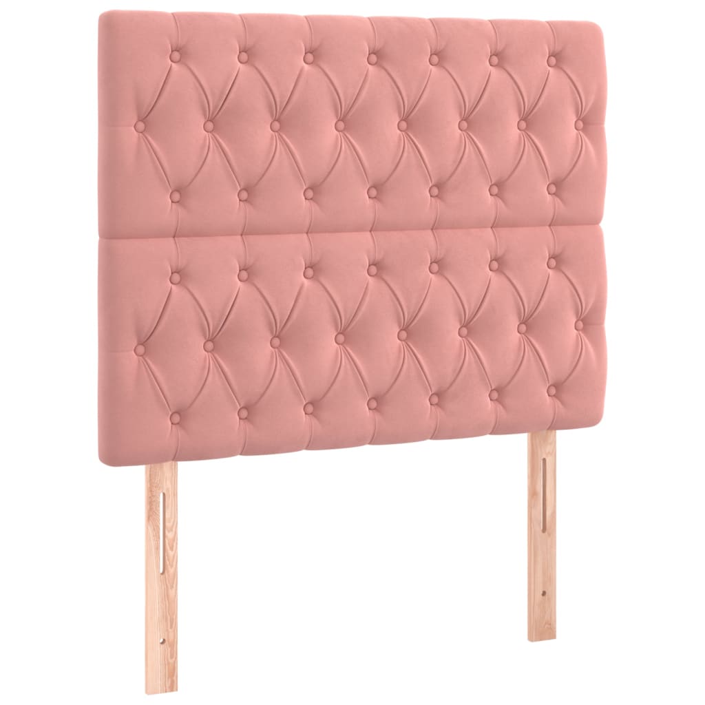 vidaXL Κρεβάτι Boxspring με Στρώμα Ροζ 90x200 εκ. Βελούδινο