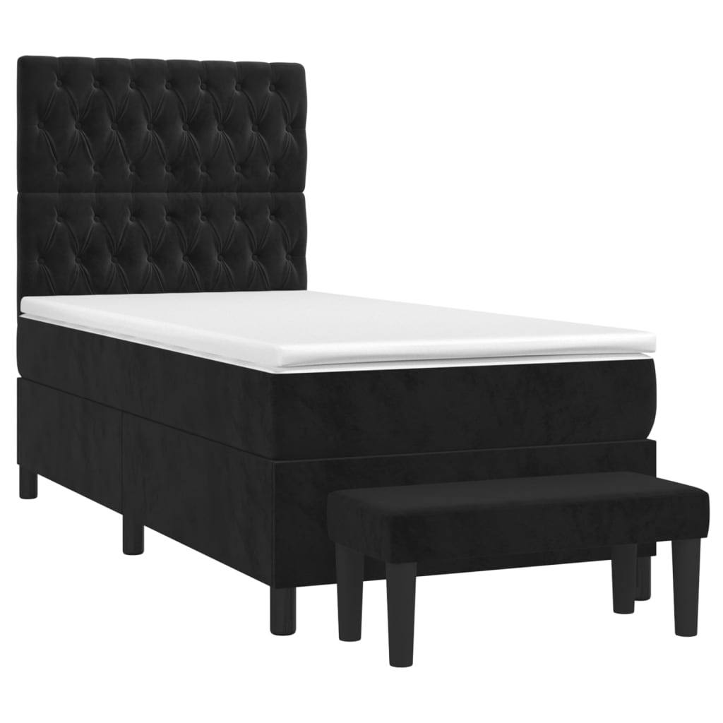 vidaXL Κρεβάτι Boxspring με Στρώμα Μαύρο 100x200 εκ. Βελούδινο