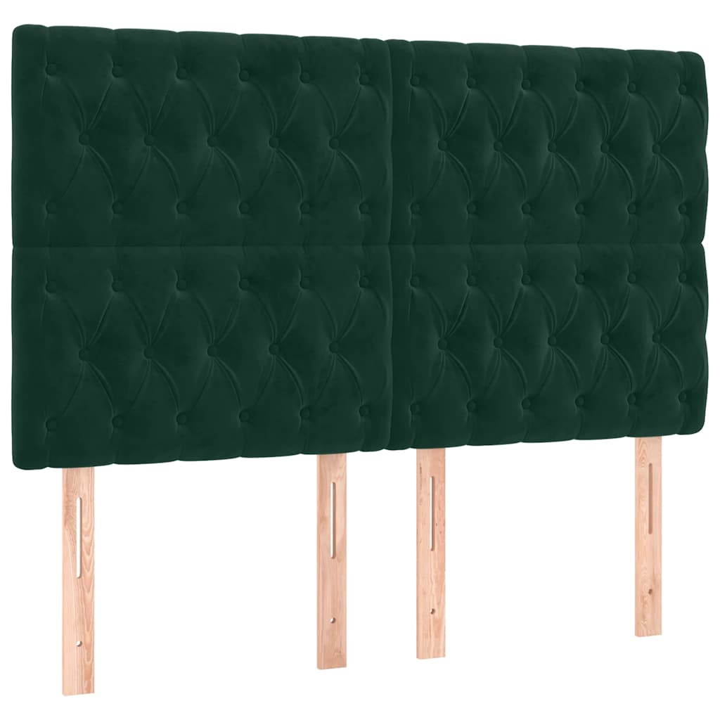 vidaXL Κρεβάτι Boxspring με Στρώμα Σκούρο Πράσινο 140x190εκ. Βελούδινο