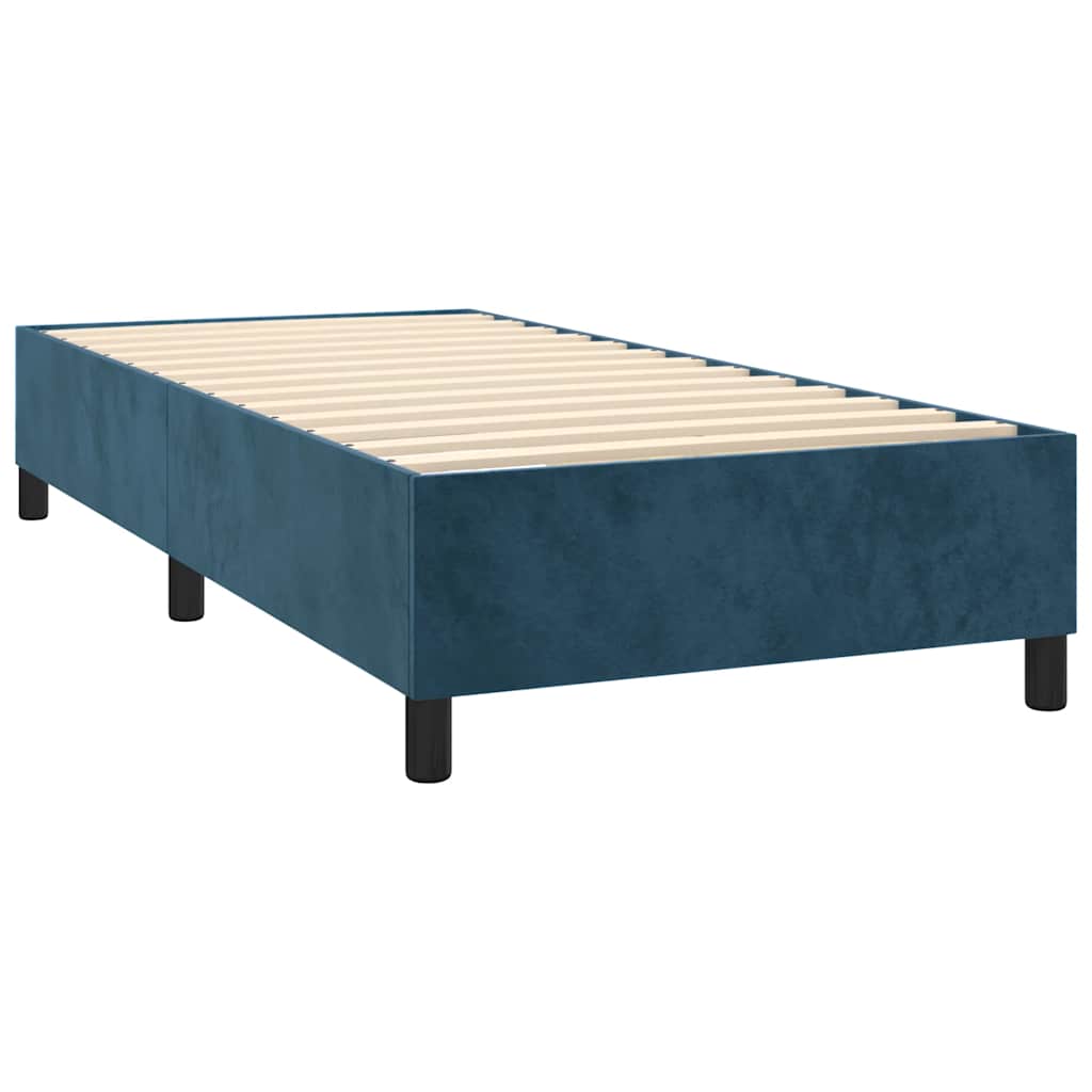 vidaXL Κρεβάτι Boxspring με Στρώμα Σκούρο Μπλε 90x190 εκ. Βελούδινο