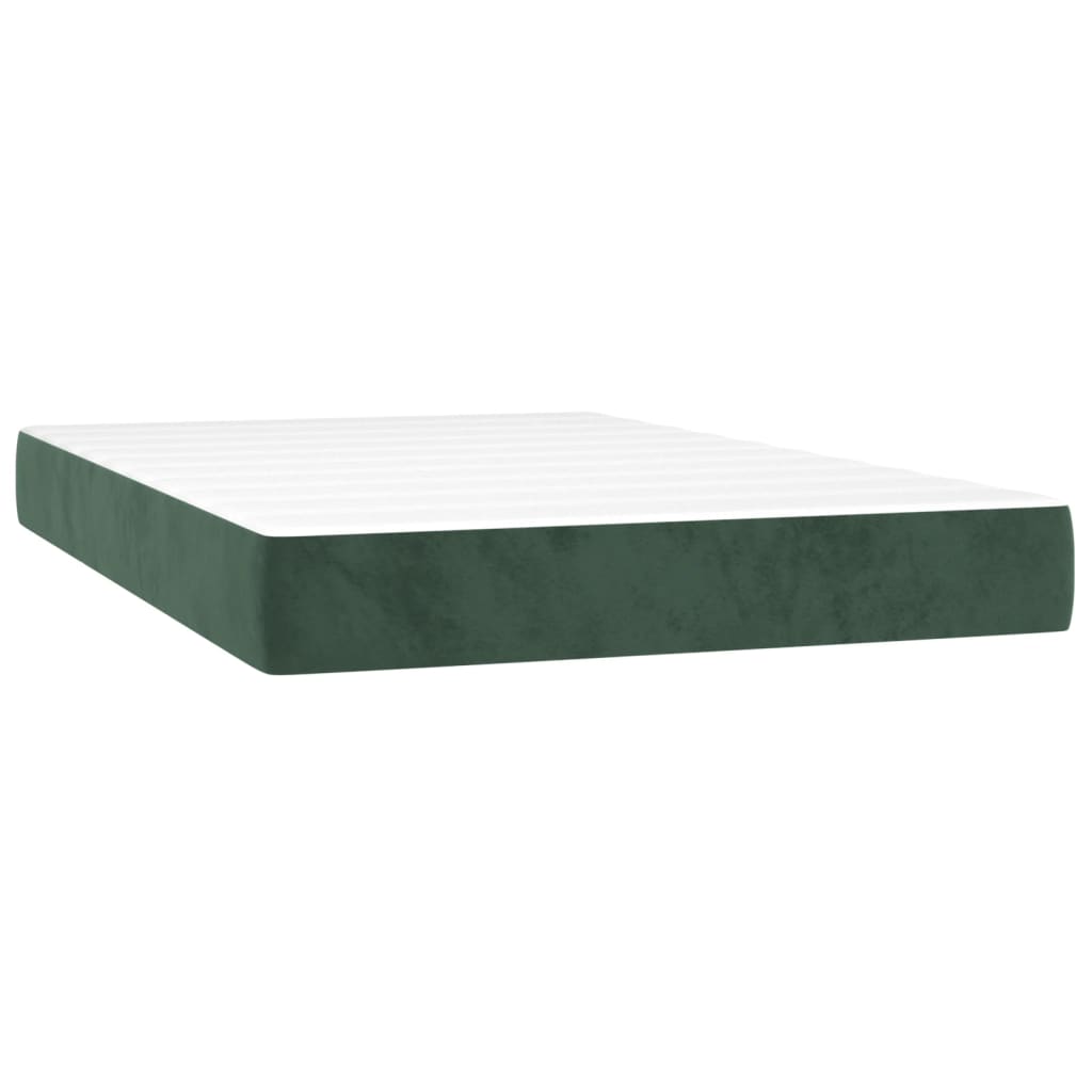 vidaXL Κρεβάτι Boxspring με Στρώμα Σκούρο Πράσινο 120x200εκ. Βελούδινο