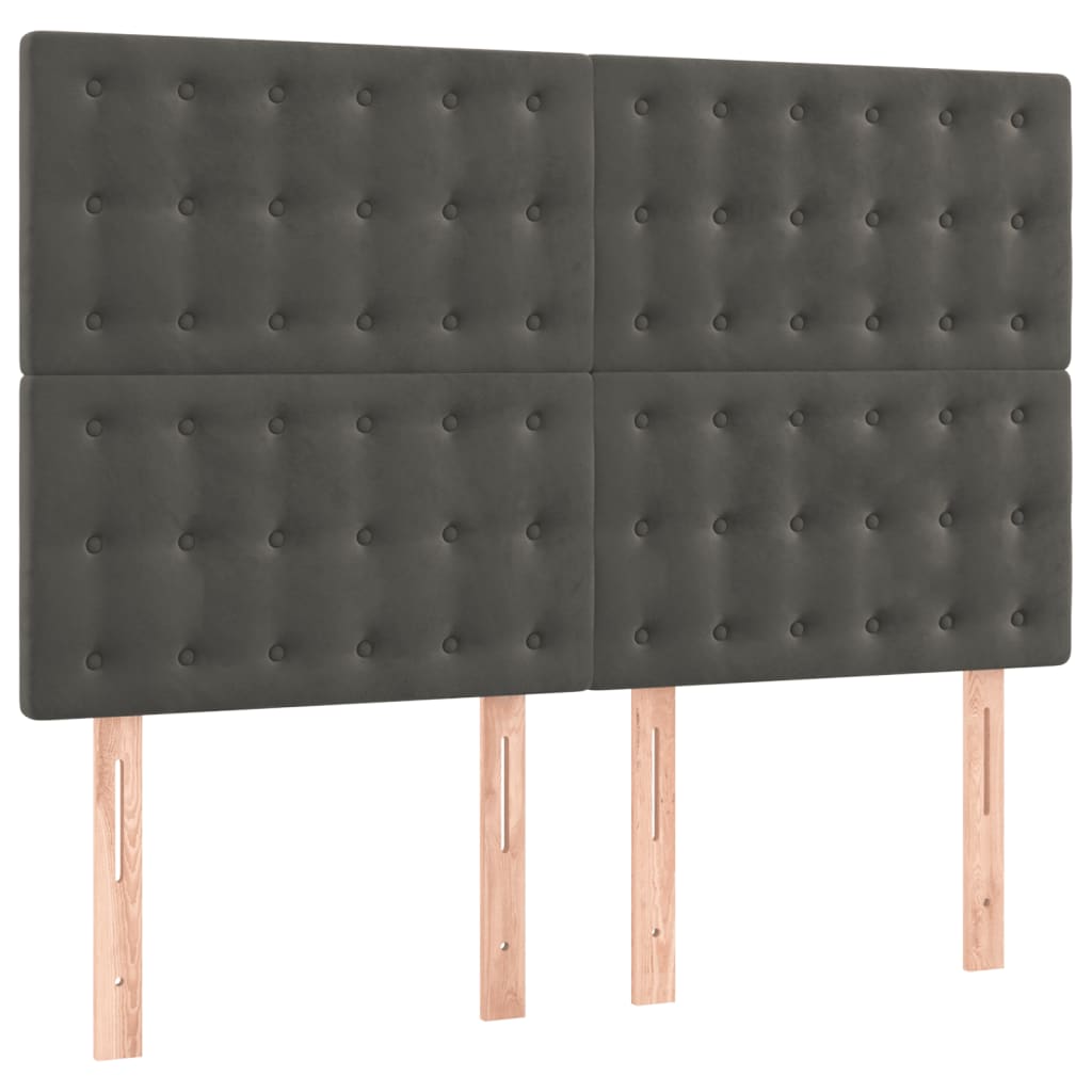 vidaXL Κρεβάτι Boxspring με Στρώμα Σκούρο Γκρι 140x190 εκ. Βελούδινο