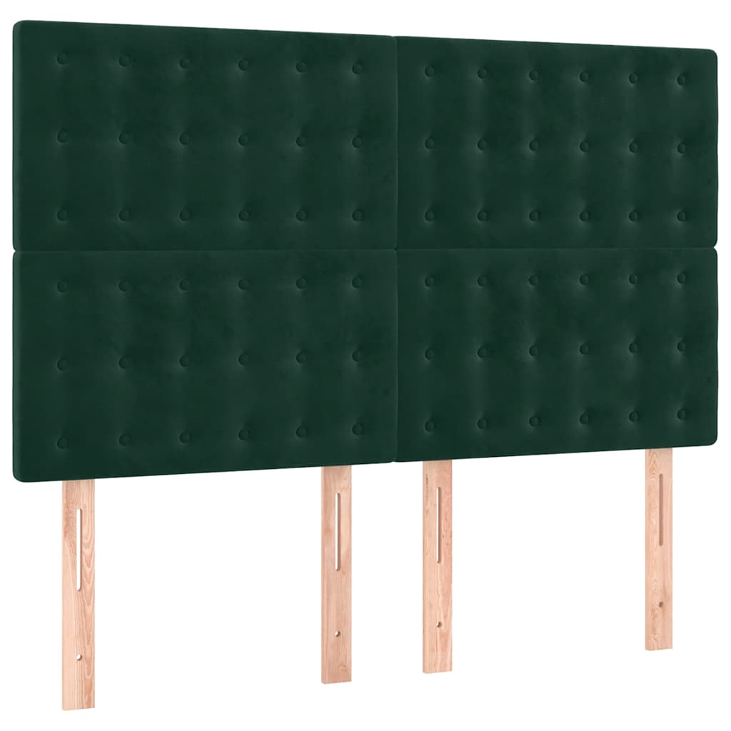vidaXL Κρεβάτι Boxspring με Στρώμα Σκούρο Πράσινο 140x190εκ. Βελούδινο