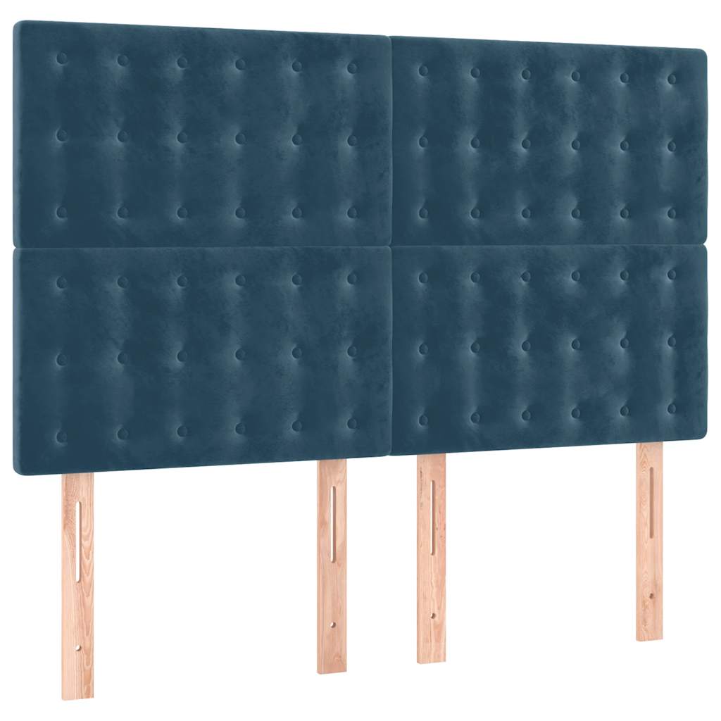 vidaXL Κρεβάτι Boxspring με Στρώμα Σκούρο Μπλε 140x190 εκ. Βελούδινο