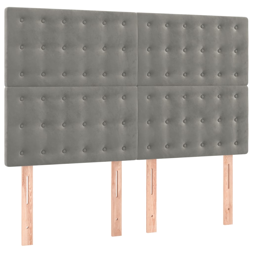 vidaXL Κρεβάτι Boxspring με Στρώμα Ανοιχτό Γκρι 140x200 εκ. Βελούδινο