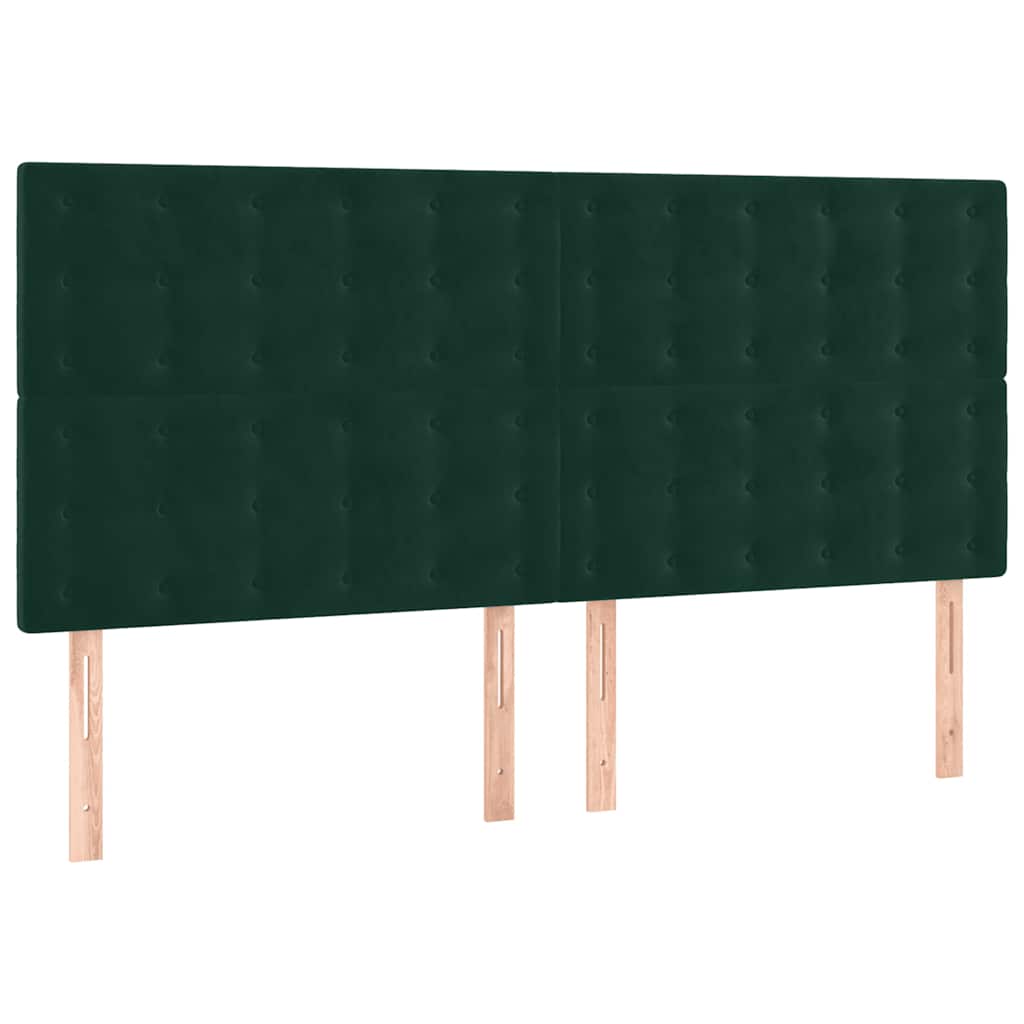 vidaXL Κρεβάτι Boxspring με Στρώμα Σκούρο Πράσινο 180x200εκ. Βελούδινο