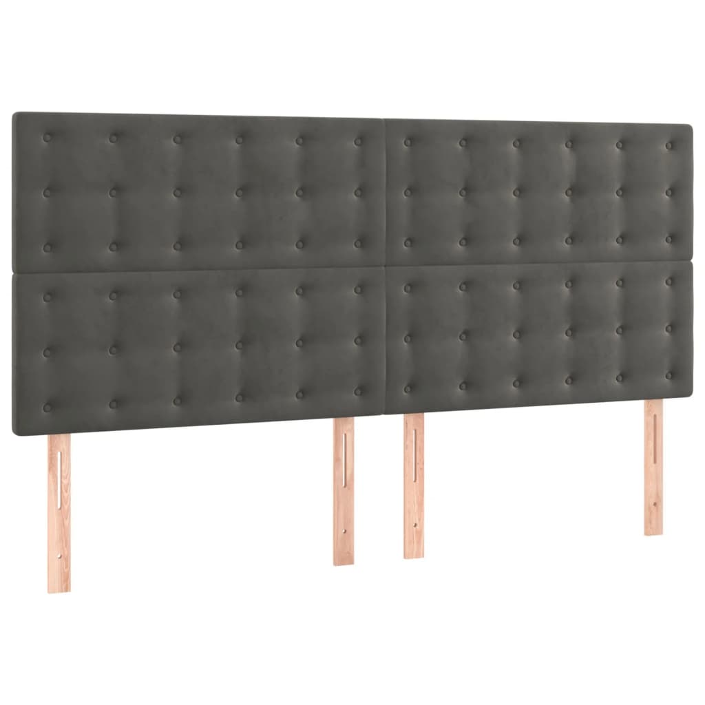 vidaXL Κρεβάτι Boxspring με Στρώμα Σκούρο Γκρι 200x200 εκ. Βελούδινο