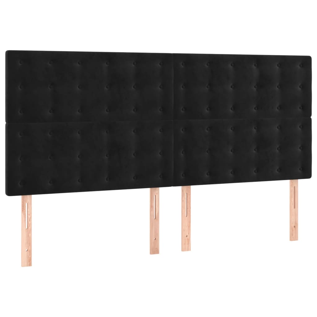vidaXL Κρεβάτι Boxspring με Στρώμα Μαύρο 200x200 εκ. Βελούδινο