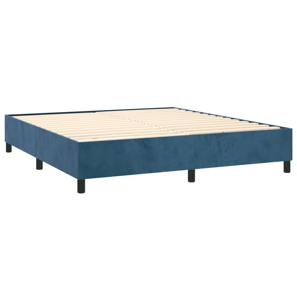 vidaXL Κρεβάτι Boxspring με Στρώμα Σκούρο Μπλε 200x200 εκ. Βελούδινο