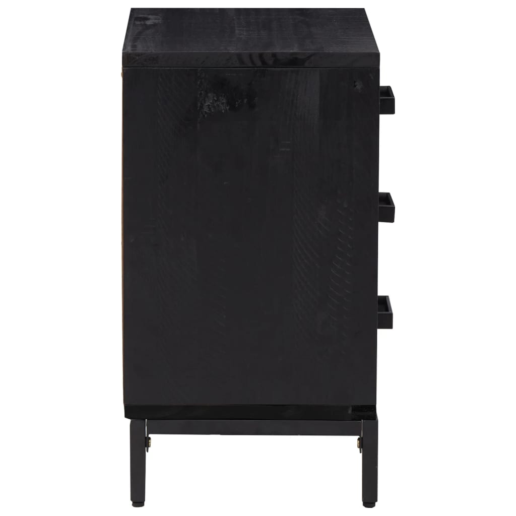 vidaXL Κομοδίνα 2 τεμ. Μαύρα 40 x 30 x 55 εκ. από Μασίφ Ξύλο Πεύκου