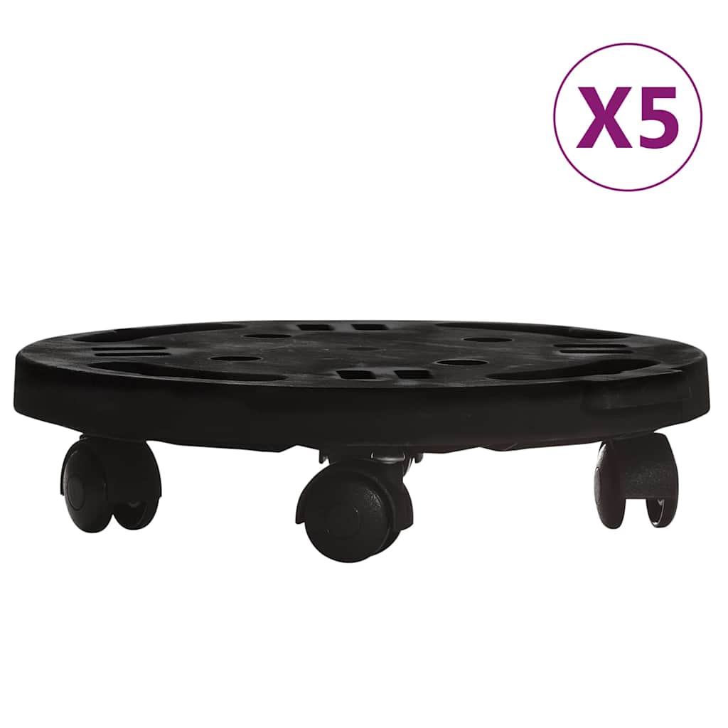 vidaXL Βάσεις Γλάστρας με Ρόδες 5 τεμ. Μαύρες Ø30 εκ. 170 κ.