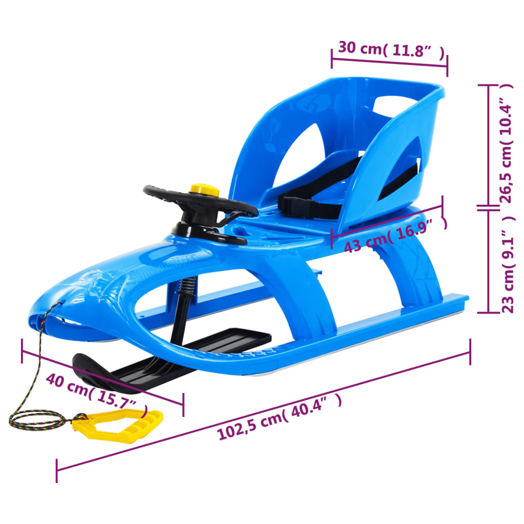 vidaXL Έλκηθρο με Κάθισμα και Μπλε Τροχό 102,5x40x23 εκ Πολυπροπυλένιο