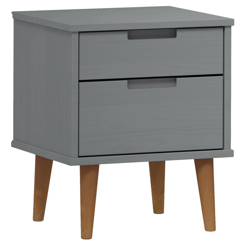 vidaXL Κομοδίνο MOLDE Γκρι 40 x 35 x 48 εκ. από Μασίφ Ξύλο Πεύκου