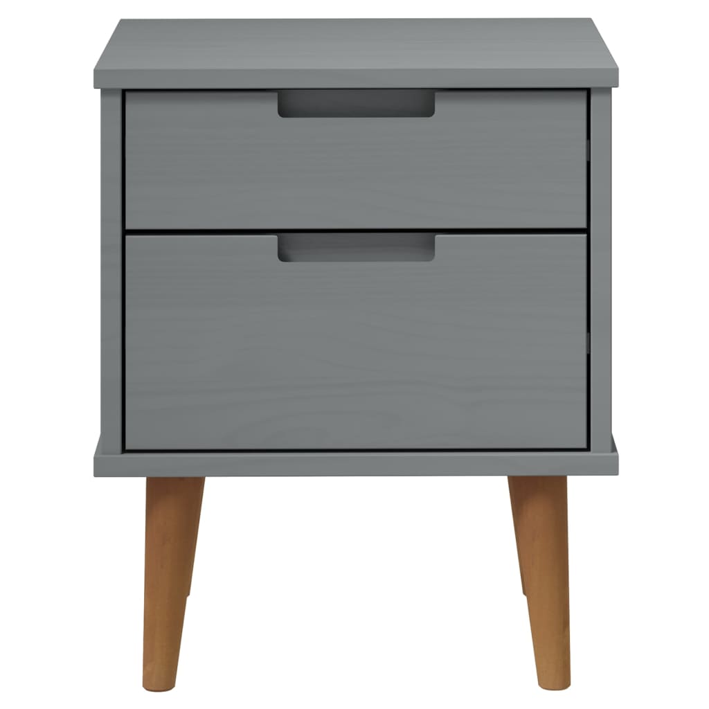 vidaXL Κομοδίνο MOLDE Γκρι 40 x 35 x 48 εκ. από Μασίφ Ξύλο Πεύκου
