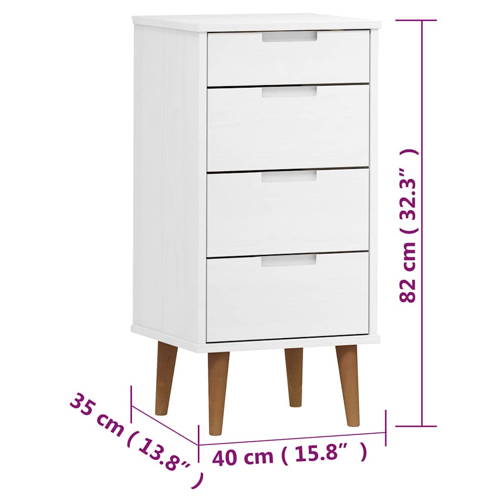 vidaXL Συρταριέρα MOLDE Λευκή 40 x 35 x 82 εκ. από Μασίφ Ξύλο Πεύκου
