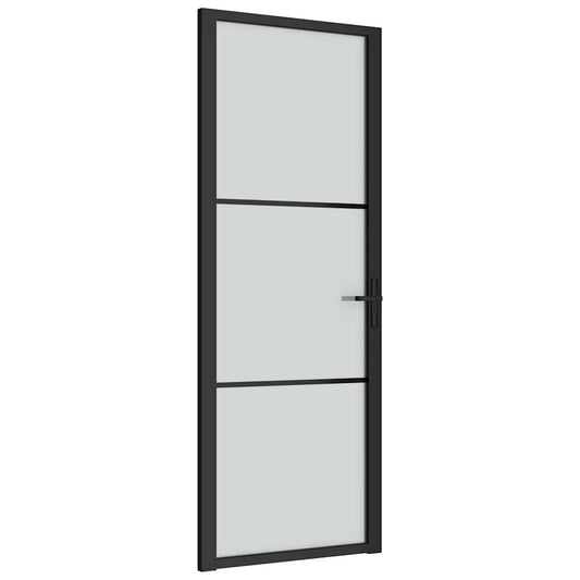 vidaXL Εσωτερική Πόρτα 76x201,5 εκ. Μαύρο Ματ Γυαλί και Αλουμίνιο