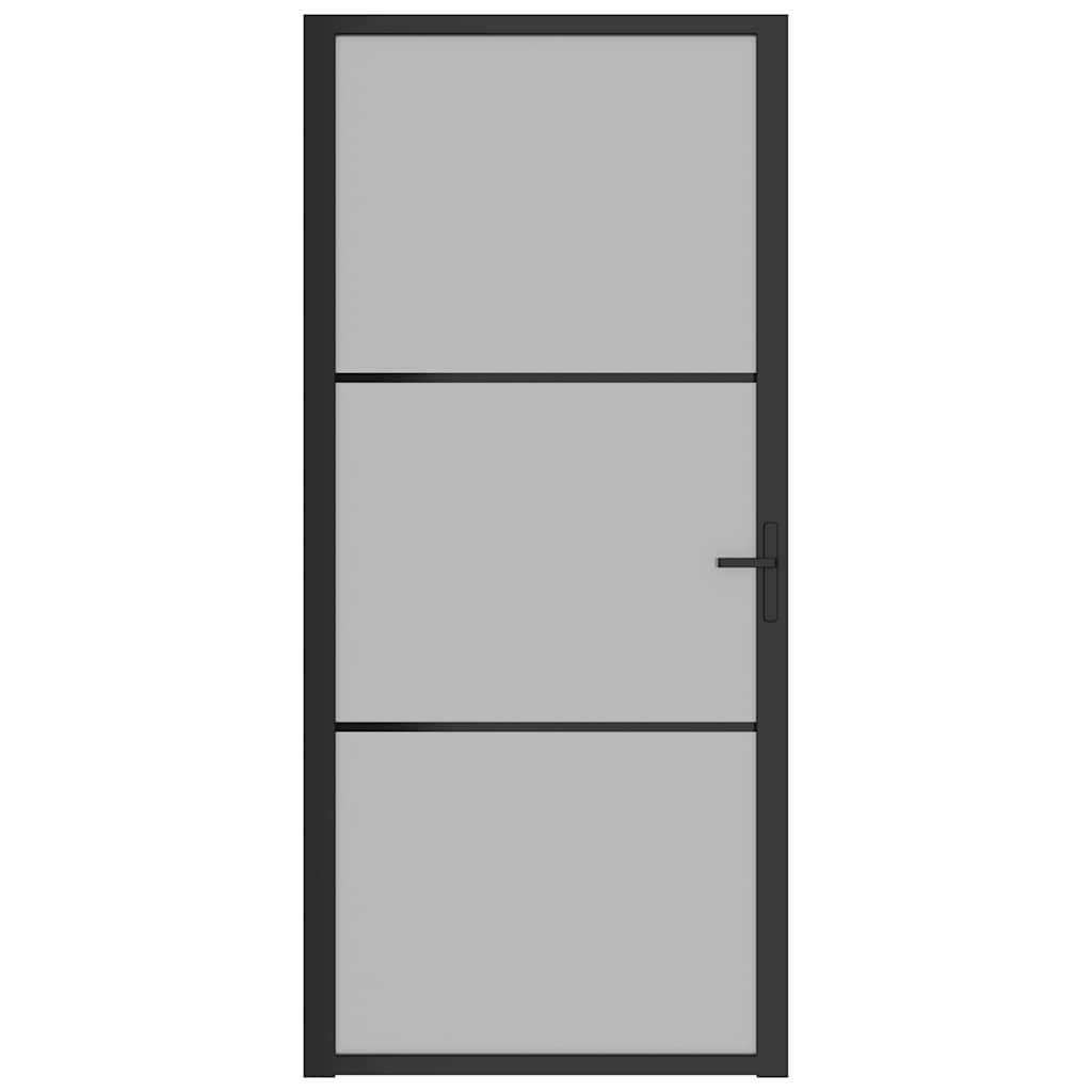 vidaXL Εσωτερική Πόρτα 93x201,5 εκ. Μαύρο Ματ Γυαλί και Αλουμίνιο