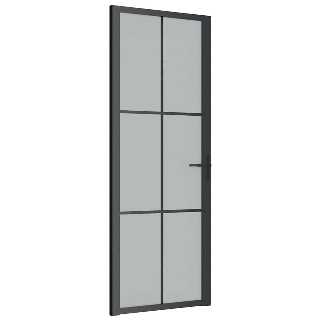 vidaXL Εσωτερική Πόρτα 76x201,5 εκ. Μαύρο Ματ Γυαλί και Αλουμίνιο