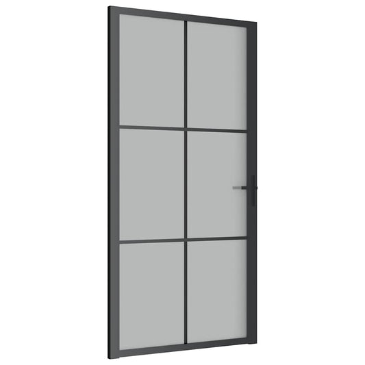vidaXL Εσωτερική Πόρτα 102,5x201,5 εκ. Μαύρο Ματ Γυαλί και Αλουμίνιο