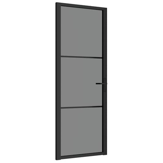vidaXL Εσωτερική Πόρτα 76x201,5 εκ. Μαύρη ESG Γυαλί και Αλουμίνιο