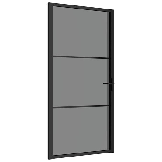 vidaXL Εσωτερική Πόρτα 102,5x201,5 εκ. Μαύρο ESG Γυαλί και Αλουμίνιο