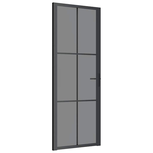 vidaXL Εσωτερική Πόρτα 76x201,5 εκ. Μαύρη ESG Γυαλί και Αλουμίνιο