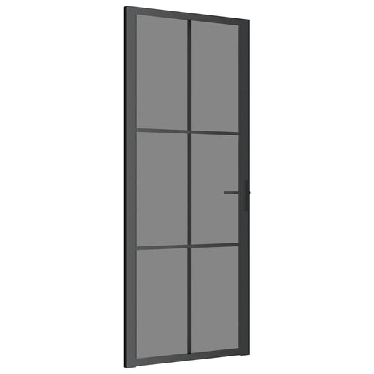 vidaXL Εσωτερική Πόρτα 83x201,5 εκ. Μαύρη ESG Γυαλί και Αλουμίνιο