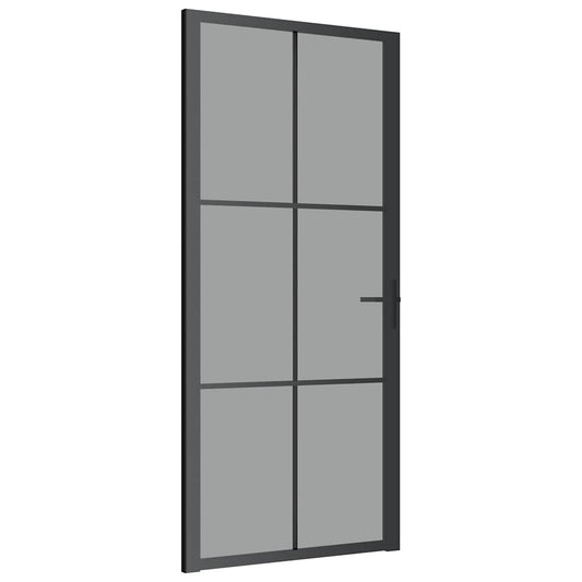 vidaXL Εσωτερική Πόρτα 93x201,5 εκ. Μαύρη ESG Γυαλί και Αλουμίνιο