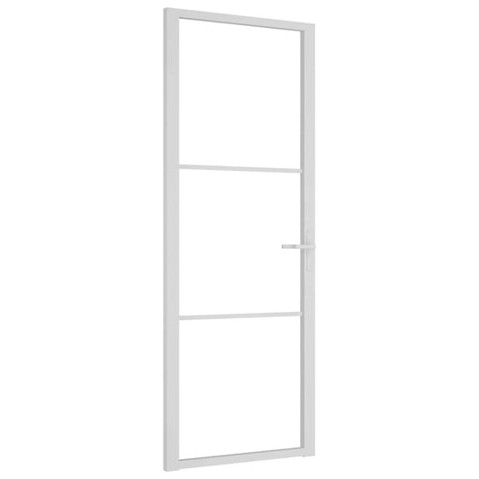 vidaXL Εσωτερική Πόρτα 76 x 201,5 εκ. Λευκό ESG Γυαλί και Αλουμίνιο