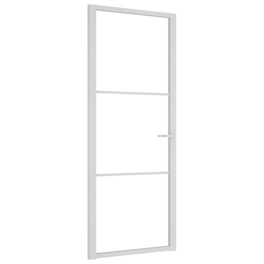 vidaXL Εσωτερική Πόρτα 83x201,5 εκ. Λευκό ESG Γυαλί και Αλουμίνιο